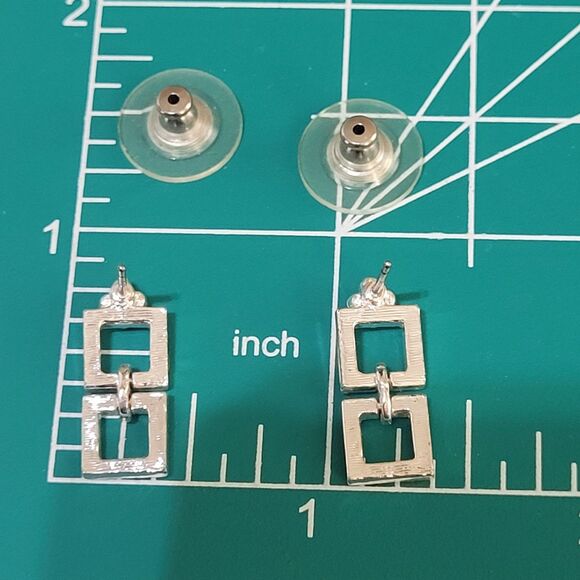 Vintage Charlestone Silver Tone Pink Austrian Crystal Titanium Post Earrings - Picture 5 of 9